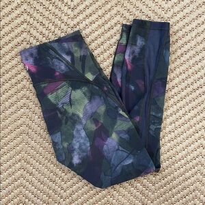 Lululemon - Wunder Under Crop Hi-Rise Athletic Yoga Leggings - Purple Green - 6